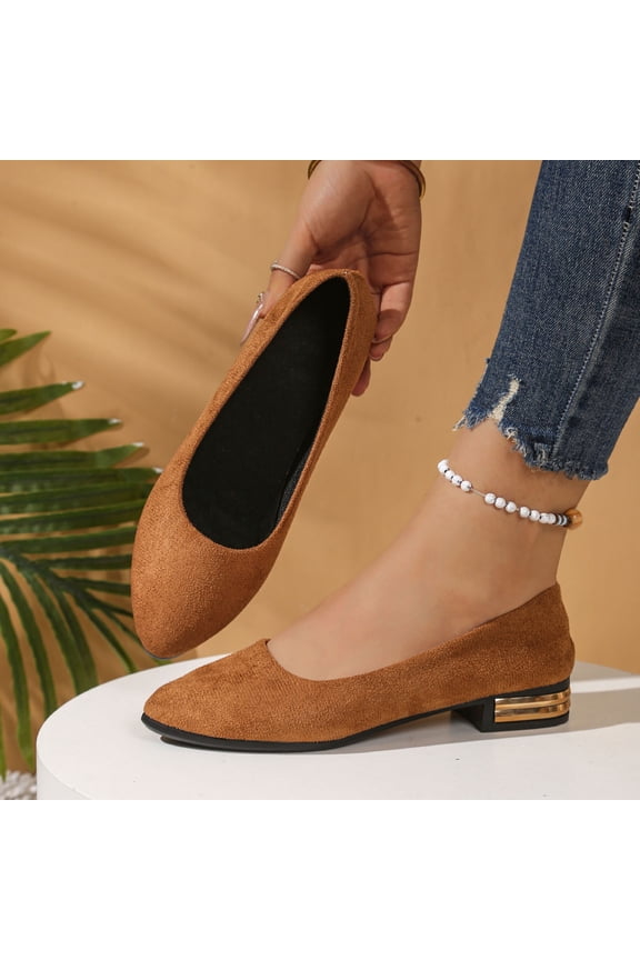 Women's Comfortable Slip On Casual Shoes Closed Toe Block Heel for Work Dating Leisure Year Round Versatile Wear Brown 37