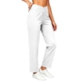 thumbnail image 1 of CQONEPT Women's Crossover Waist Yoga Pants High Waist Straight Leg Casual Stretch Comfortable Workout Trousers with Pockets White L, 1 of 6