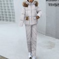 thumbnail image 1 of CQONEPT Women's Down Jumpsuit Padded Windbreaker Waterproof Snow Ski Pants Insulated Warm Winter Outdoor Puffy Pant Gray L, 1 of 5