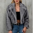 thumbnail image 1 of CQONEPT Women's Faux Fur Coats Lapel Neck Jackets Sherpa Fleece Cardigan Thicken Outerwear Trendy Winter Coat Gray XL, 1 of 6