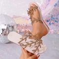 thumbnail image 1 of CQONEPT Women's Flat Sandals Summer Rhinestones Wedding Shoes Peep Toe Strap Slippers PU Leather Dressy Slip On Slides Khaki 42, 1 of 6