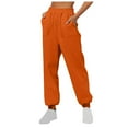 thumbnail image 1 of CQONEPT Women's Fleece Sweatpants Baggy Casual Tapered Leg Elastic Waisted Jogger Pant Workouts Running Trousers with Pockets Orange XXL, 1 of 5