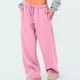 thumbnail image 1 of CQONEPT Women's Fleece Sweatpants Wide Leg Elastic Waisted Pant Baggy Casual Drawstring Outdoor Jogger Pant with Pockets Pink XXL, 1 of 4