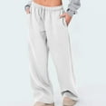 thumbnail image 1 of CQONEPT Women's Fleece Sweatpants Wide Leg Elastic Waisted Pant Baggy Casual Drawstring Outdoor Jogger Pant with Pockets White XL, 1 of 4