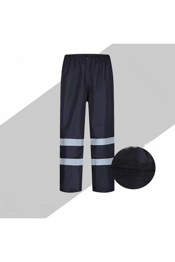 Women's Hi Vis Pants Waterproof Safety Workwear RainPant Warm Elastic Waisted Cycling Fall Winter Trousers Black M