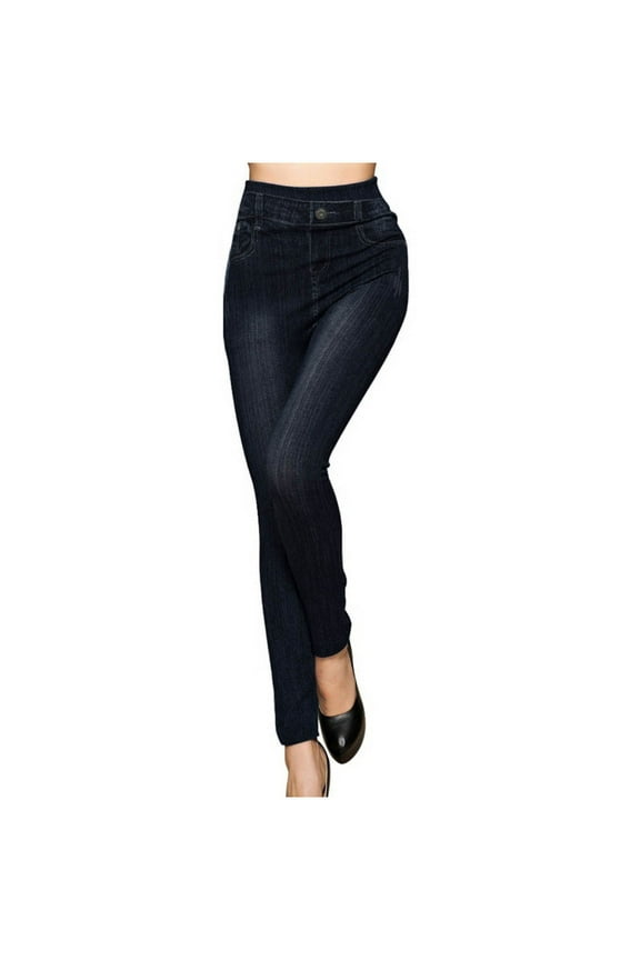 Women's Jean Tighting Fiting Stretchy Straight Leg Denim Pants High Waist Work Slacks Streetwear Trousers with Pockets Black L