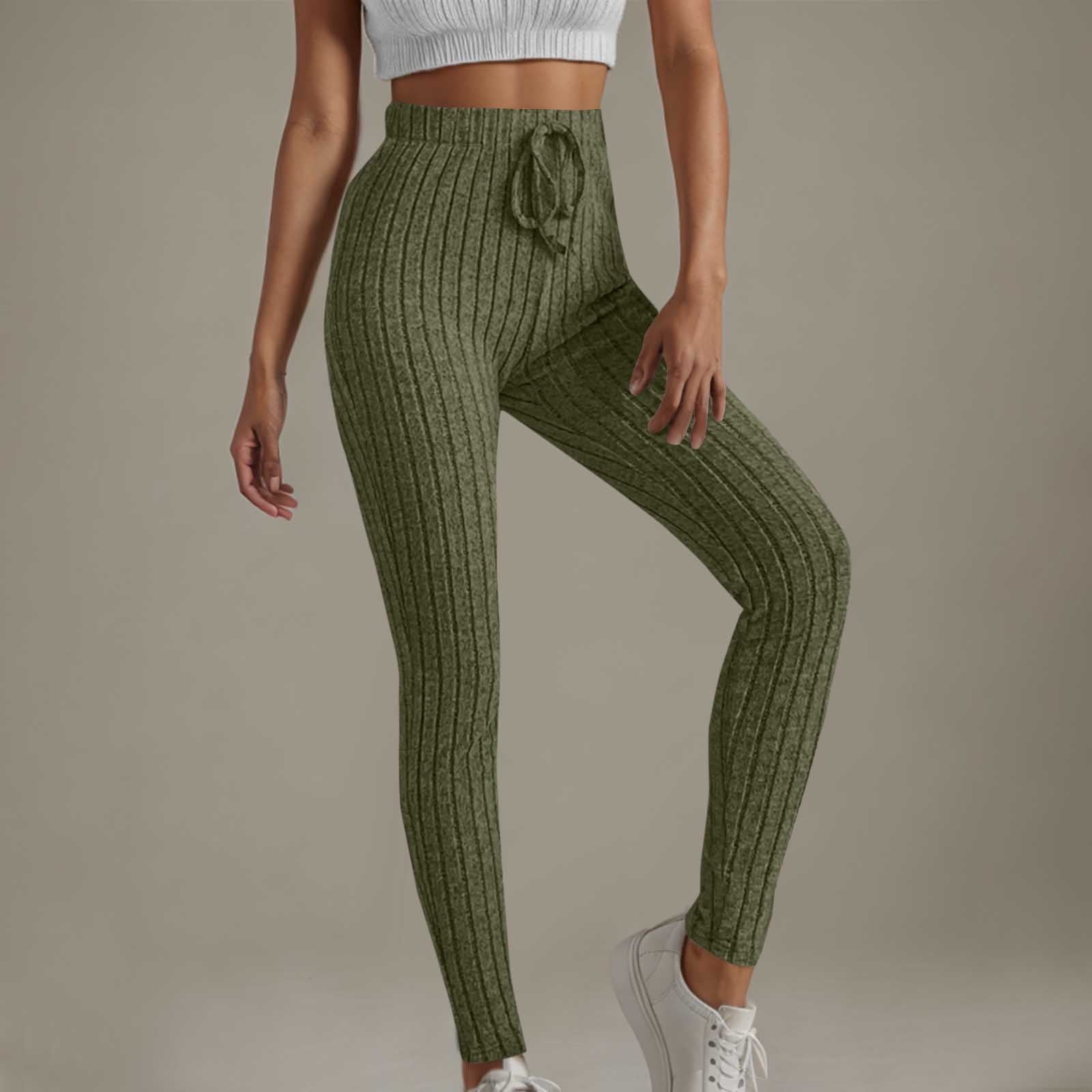 CQONEPT Women's Knit Pants Casual Drawstring Tighting Fiting Leggings ...