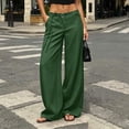 thumbnail image 1 of CQONEPT Women's Low Rise Going Out Dress Pants Drawstring Wide Leg Pant Work Slacks Pants Business Casual Trousers with Pockets Green M, 1 of 7