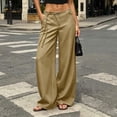 thumbnail image 1 of CQONEPT Women's Low Rise Going Out Dress Pants Drawstring Wide Leg Pant Work Slacks Pants Business Casual Trousers with Pockets Khaki S, 1 of 7