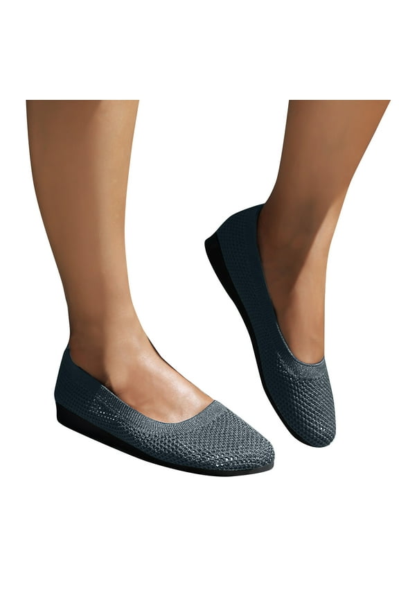 Women's Mesh Flats Shoes Breathable Slip on Ballet Flat Nurse Lightweight Memory Foam Casual Shoes Flats Comfortable Walking Shoes Size 8.5 Dark Gray