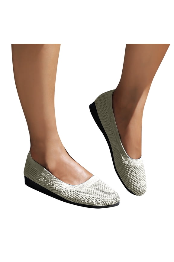 Women's Mesh Flats Shoes Breathable Slip on Shoes Casual Mesh Flats Comfortable Tennis Workout Sneakers Athletic Walking Shoes Size 9.5 Beige