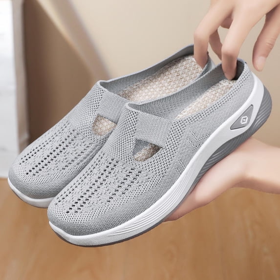 CQONEPT Women's Orthopedic Breathable Soft Shoes Arch Support Breathable Shoes Walking Anti Slip Sports Shoes Gray 37