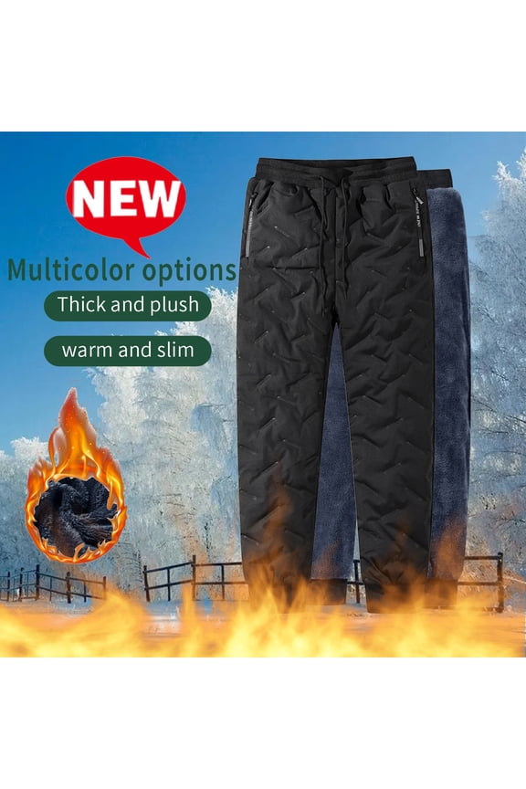Women's Oversize Padded Pants Quilted Puffer Insulated Pant Waterproof Sherpa Fleece Warm Trousers with Pockets Black 2XL