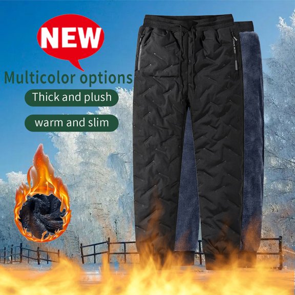 CQONEPT Women's Oversize Padded Pants Quilted Puffer Insulated Pant Waterproof Sherpa Fleece Warm Trousers with Pockets Black XL