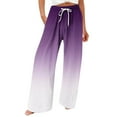 thumbnail image 1 of CQONEPT Women's Oversize Pants Color Block Wide Leg Pants Drawstring Casual Fashion Trousers with Pockets Purple 3XL, 1 of 5