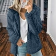 thumbnail image 1 of CQONEPT Women's Oversize Sherpa Fleece Overcoat Faux Shearling Jackets Full Zip Hooded Coats Fuzzy Warm Drawstring Outerwear Blue 5XL, 1 of 6