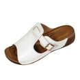 thumbnail image 1 of CQONEPT Women's Platform Sandals Arch Support Beach Slides for Woman Orthotic Flatform sandalias de mujer Summer Causal Slip on Sandals Comfortable Walking Orthopedic Slippers White Size 8, 1 of 9