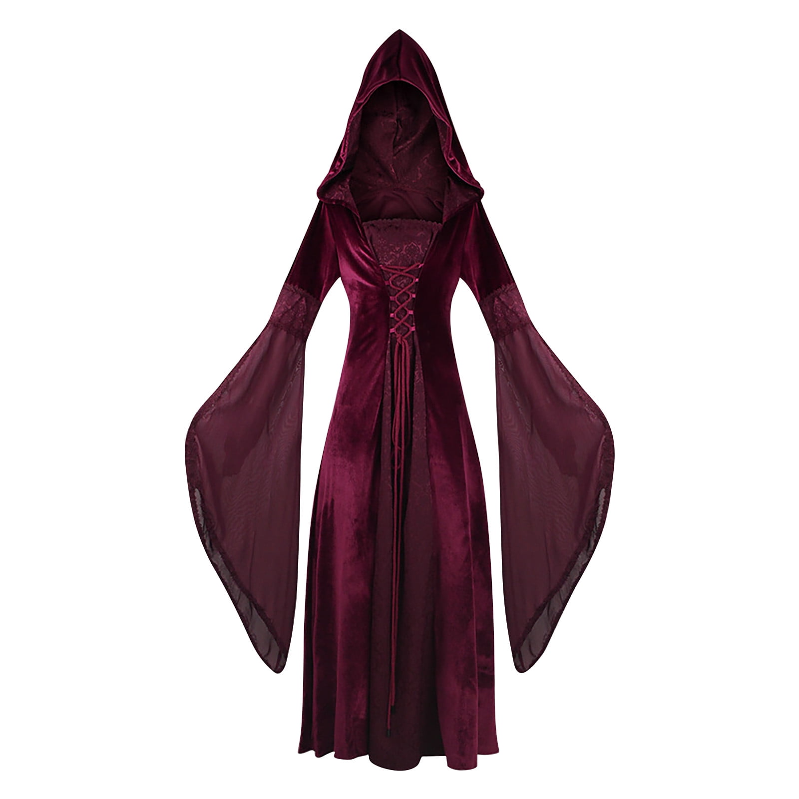 CQONEPT Women's Plus Size Gothic Cloaks Victorian Witch Vampire Dress ...