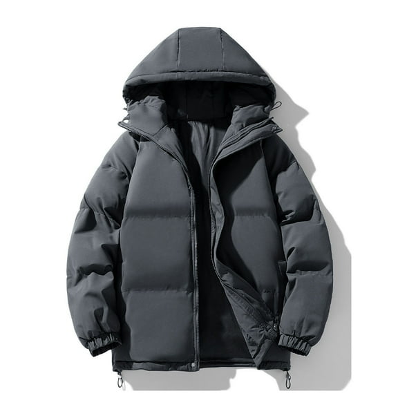 CQONEPT Women's Plus Size Puffer Hoodie Full Zip Up Quilted Jacket Trendy Down Coats Thicken Overcoat with Pockets Dark Gray 3XL