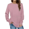 thumbnail image 1 of CQONEPT Women's Pullover Tops Crewneck Shirts Casual Plain Long Sleeve Shirts Loose Fit Comfy Tunic Tops Pink M, 1 of 5