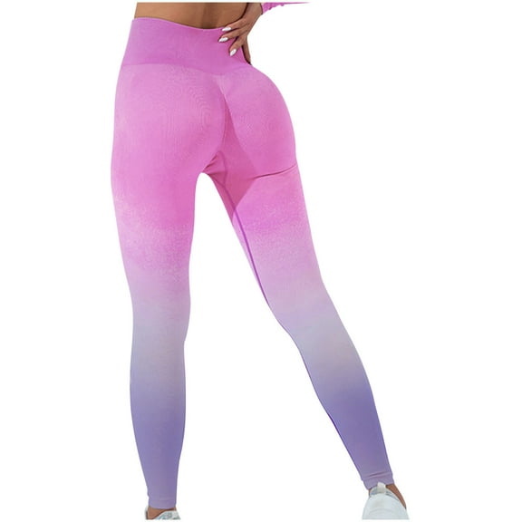 CQONEPT Women's Seamless Yoga Pants Butt Lift Leggings Tummy Control Gym Wear Stretchy Sports Running Pant Hot Pink M
