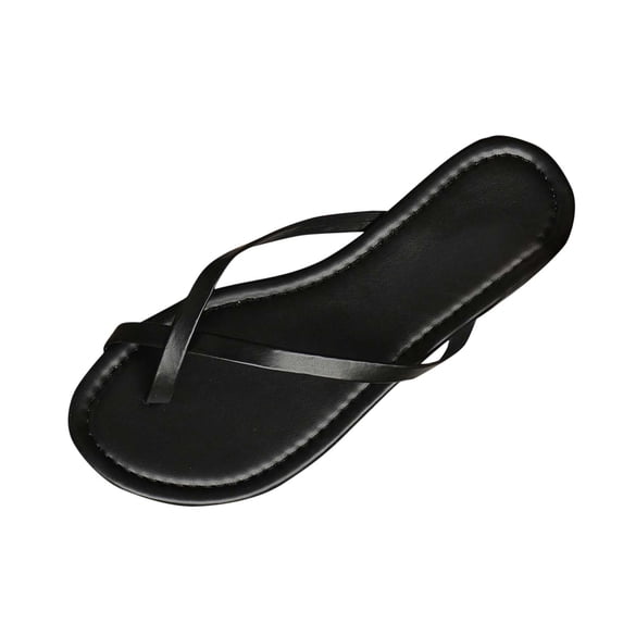 CQONEPT Women's Slide Sandals Slip On Flat Sandals Flip Flop Thong Sandals Casual Summer Sandals Boho Casual Flat Slippers Beach Shoes Black Size 8