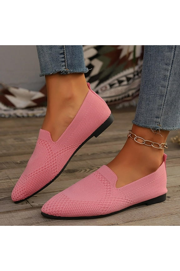 Women's Slip on Loafer Shoes - Mesh Casual Ballet Flat Nurse Walking Sneakers Knit Shoes Lightweight Memory Foam Casual Shoes Size 7.5 Pink