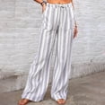 thumbnail image 1 of CQONEPT Women's Striped Pants Drawstring Baggy Casual Pant Wide Leg Trendy Streetwear Pant with Pockets Light Blue 2XL, 1 of 7
