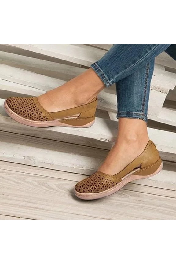 Women's Summer Orthopedic Fisherman Sandals Black Mesh Wedge Slip Ons with Arch Support Casual Sandals Brown 36