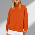 thumbnail image 1 of CQONEPT Women's Turtleneck Sweatshirts Fleece Lined Pullover Tops Casual Loose Fit Tunic Tops Fall Fashion Clothes Orange S, 1 of 5