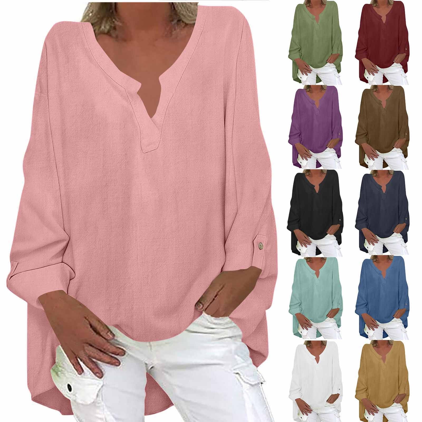 CQONEPT Women's V Neck Long Sleeve Blouse - Lace Trim Business Casual ...