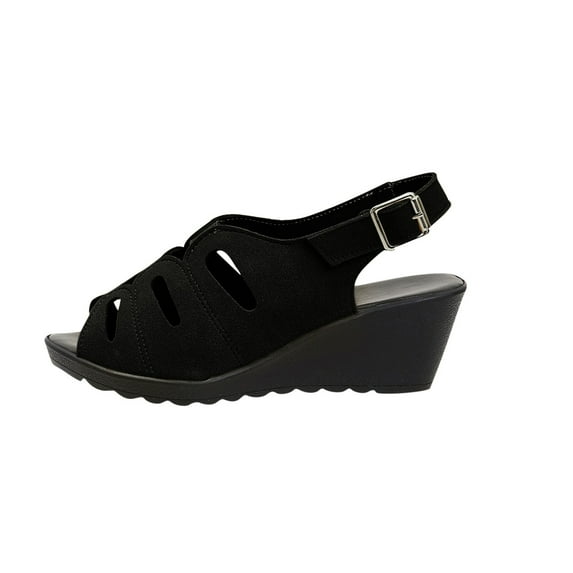 CQONEPT Women's Wedge Sandals Summer: Closed Toe Sandals for Women Platform Dressy Wedge Black Size 7