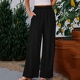 thumbnail image 1 of CQONEPT Women's Wide Leg Faux Jeans with Pockets Elastic Waist Stretchy Baggy Summer Loose Long Trouser Jeans Black 3XL, 1 of 7