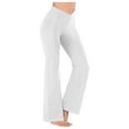 thumbnail image 1 of CQONEPT Women's Yoga Pants with Pocket Tummy Control Casual Leggings High Waist Bell Bottom Loose Fit Workouts Pant White S, 1 of 5