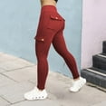 thumbnail image 1 of CQONEPT Women's Yoga Pants with Pockets Skinny Tummy Control Butt Lifting Casual Sports Cargo Pant Running Outdoor Trousers Wine M, 1 of 4