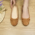 thumbnail image 1 of CQONEPT Womens Ballet Flats Soft Memory Foam Cushioned Flat Shoes Faux Suede Shallow Mouth Comfy Walking Shoes Brown 7.5, 1 of 7