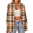 thumbnail image 1 of CQONEPT Womens Button Down Shirt Dressy Casual Plaid Print Work Tops Business Long Sleeve Blouses Fall Clothes Outfits Orange XL, 1 of 5