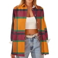 thumbnail image 1 of CQONEPT Womens Button Down Shirt Dressy Casual Plaid Print Work Tops Business Long Sleeve Blouses Fall Clothes Outfits Yellow S, 1 of 5