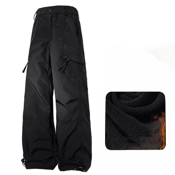 CQONEPT Womens Cargo Pants Sherpa Fleece Windproof Waterproof Work Pants Outdoor Hiking Travel Camping Pants with Multi Pockets Black XXL