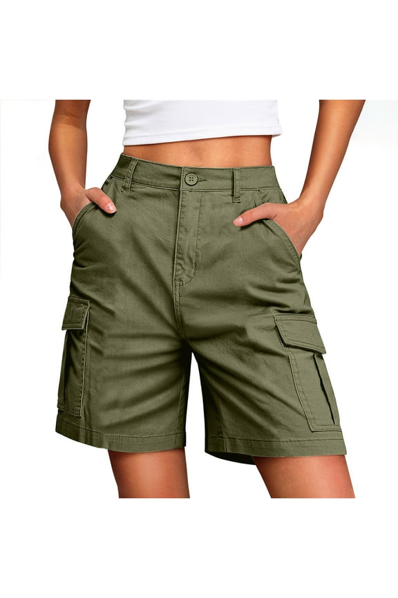 Womens Cargo Pants for Womens Stretchy Hiking Travel Knee Length Pants Activewear Outdoor Pants with Multi Pockets Army Green S