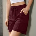 thumbnail image 1 of CQONEPT Womens Cargo Shorts Drawstring Summer Elastic Waist Baggy Shorts Casual Stretch with 4 Pockets Wine M, 1 of 6