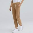 thumbnail image 1 of CQONEPT Womens Cargo Sweatpants Drawstring Skinny Leg Casual Fleece Lined Pants Streetwear Trousers with Pockets Khaki 3XL, 1 of 6
