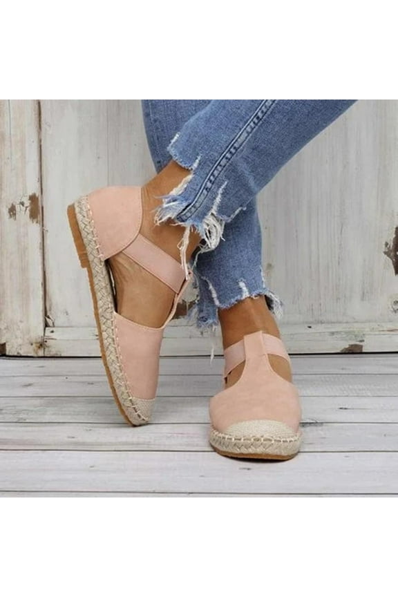 Womens Closed Toe Espadrilles Wedges Shoes Platform Slingback Low Heel Dress Sandals Size 6 Pink