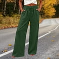 thumbnail image 1 of CQONEPT Womens Cotton Linen Pants Wide Leg Casual High Waisted Palazzo Pant Linen Trousers with Pockets Army Green L, 1 of 7