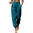 thumbnail image 1 of CQONEPT Womens Dress Pants Business Casual Loose Fit Fashion High Waisted Tapered Pant Fashion Slacks Work Trousers Navy M, 1 of 7