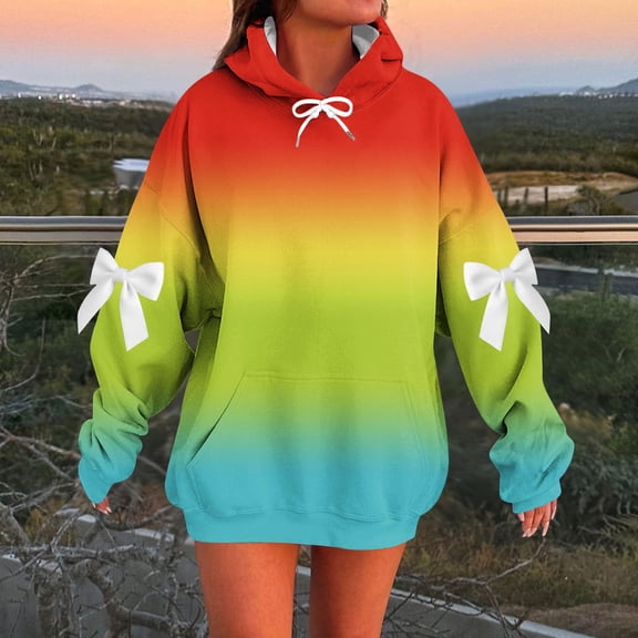 CQONEPT Womens Fleece Hoodies Oversize Fall Winter Sweatshirts Comfy Trendy Drawstring Color Block Pullover with Pockets Multicolor L