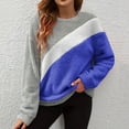 thumbnail image 1 of CQONEPT Womens Fleece Lined Pullover Tops Crewneck Casual Sweatshirts Winter Warm Clothes Comfy Fluffy Tunic Tops Blue 2XL, 1 of 6