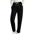 thumbnail image 1 of CQONEPT Womens Fleece Lined Sweatpants Loose Fit Lounge Jogger Pant Drawstring Thermal Warm Winter Pants with Pockets Black XL, 1 of 6