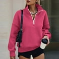 thumbnail image 1 of CQONEPT Womens Fleece Sweatshirt 1/4 Zip Lapel Neck Pullover Casual Outdoor Fall Winter Outfit Long Sleeve Shirts Hot Pink M, 1 of 6