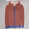 thumbnail image 1 of CQONEPT Womens Full Zip Fleece Sweatshirts Drawstring Stripe Hoodies Dressy Casual Outdoor Fall Fashion Clothes Hot Pink XL, 1 of 4